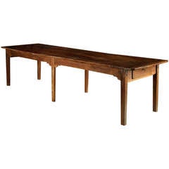 Antique Long French Walnut Dining Table