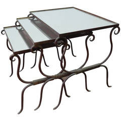 Antique Mirror-Top Nesting Tables