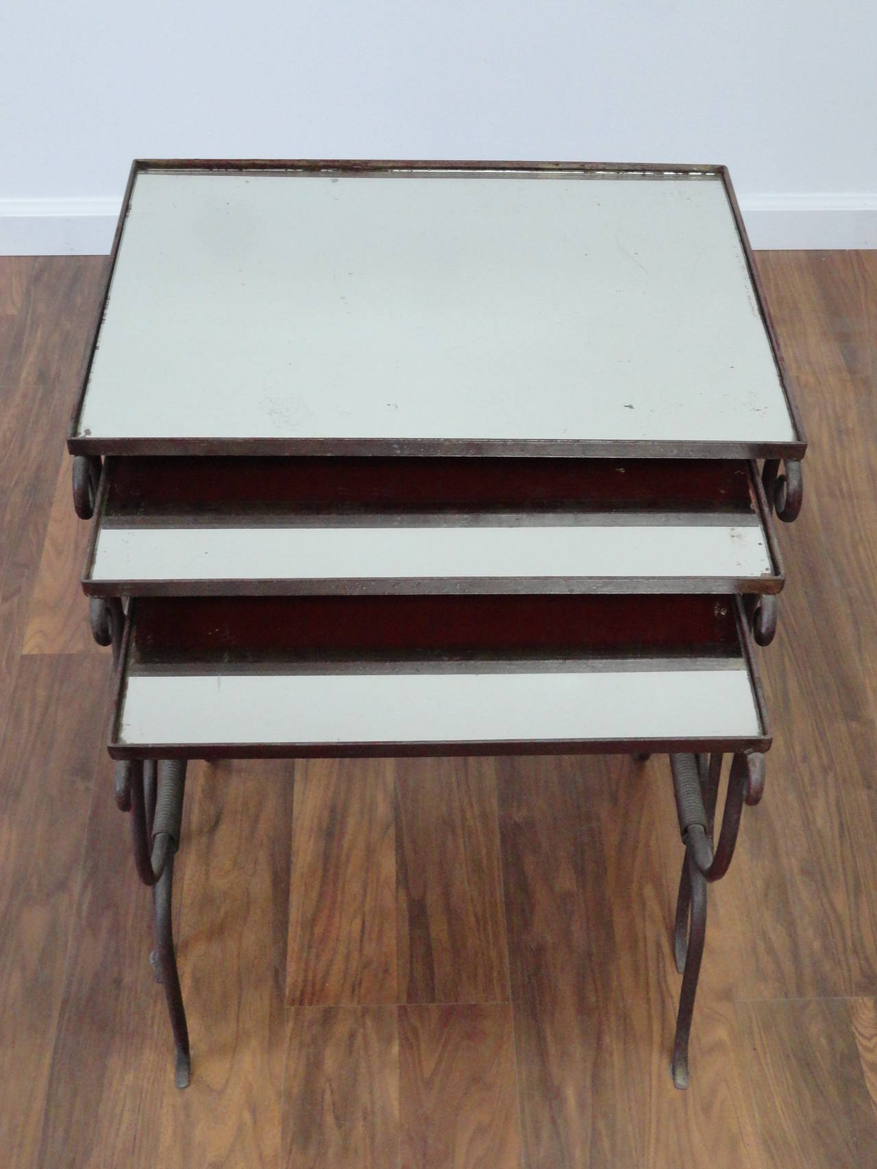 Antique Mirror-Top Nesting Tables