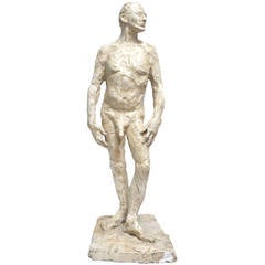 Vintage Plaster Cast of a Male Nude Figure