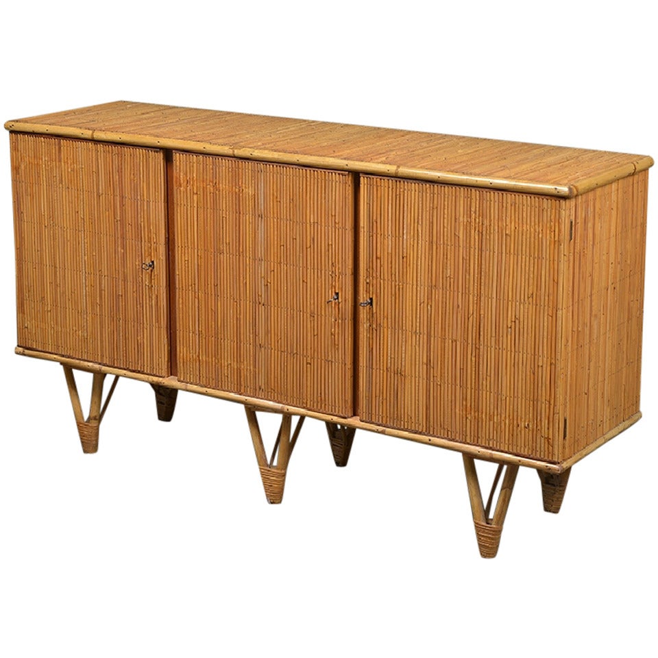 Vintage French Reeded Bamboo Buffet