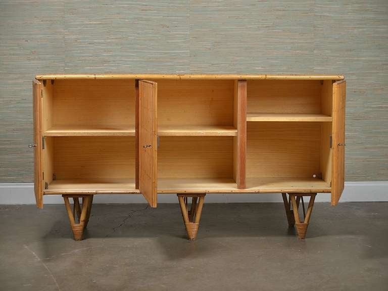 Vintage French Reeded Bamboo Buffet In Excellent Condition In New York, NY
