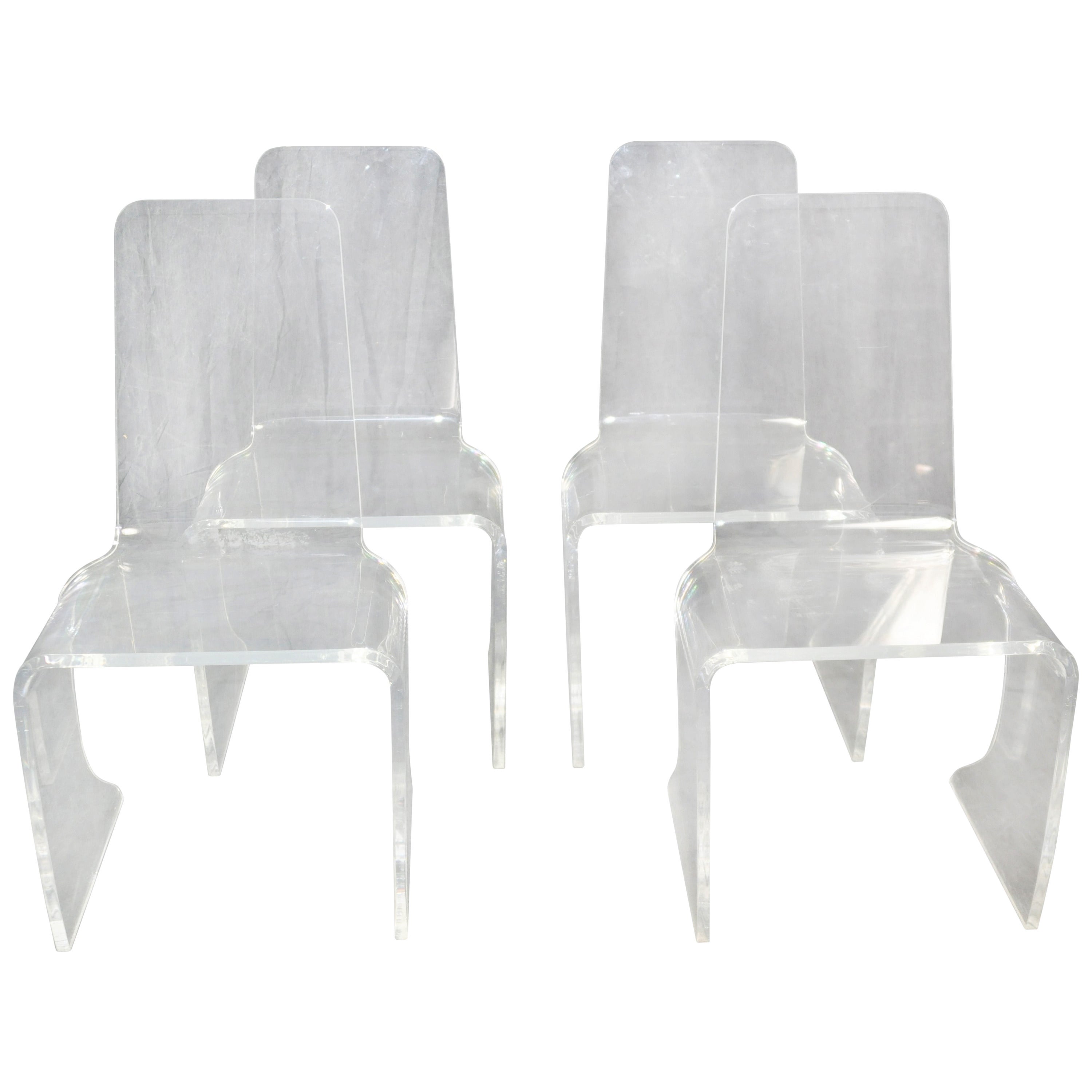 Set of Four Vintage Acrylic Dining Chairs For Sale