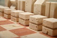 Vintage French Travertine 33-Piece Chess Set