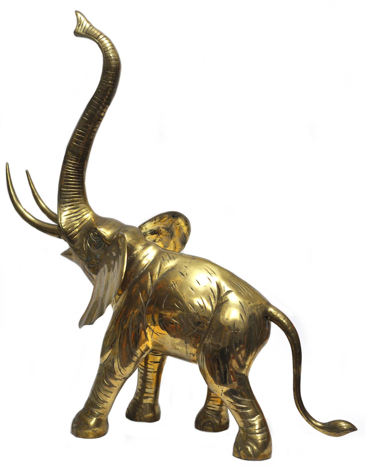 Vintage Large Oversale Brass Elephant 4
