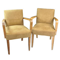 Pair of Modern Armchairs in Ultra Suede