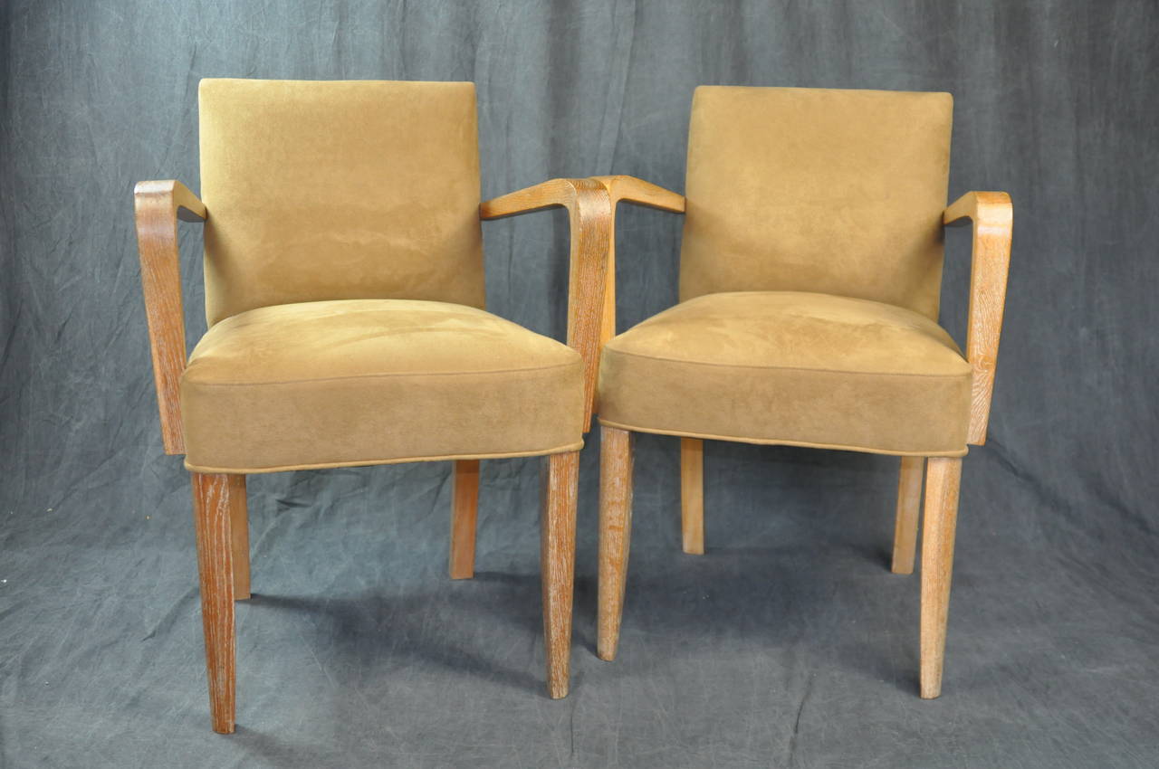Pair of Modern Armchairs in Ultra Suede