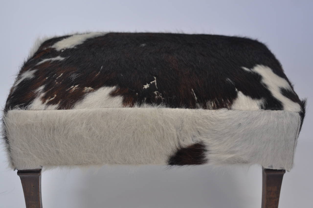 Antique French Cowhide Stool In Excellent Condition In New York, NY