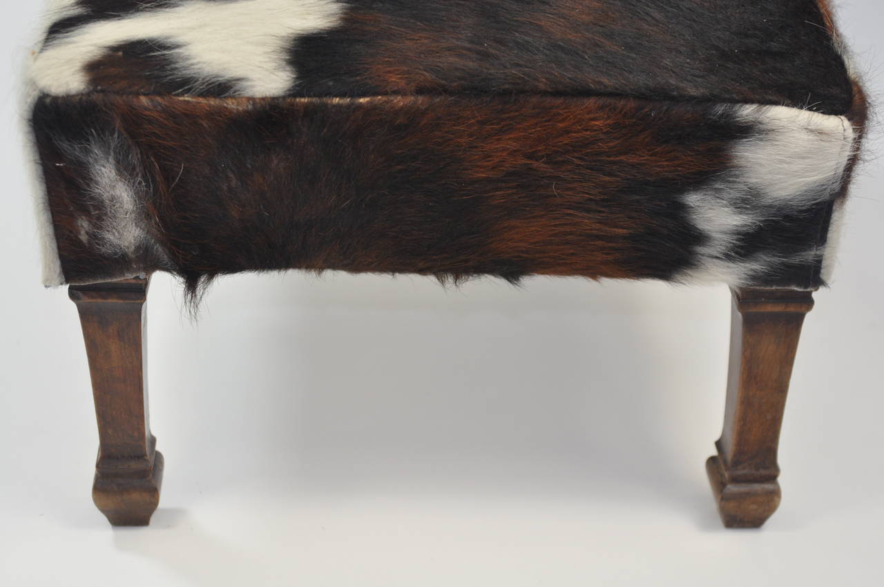 Antique French Cowhide Stool 1