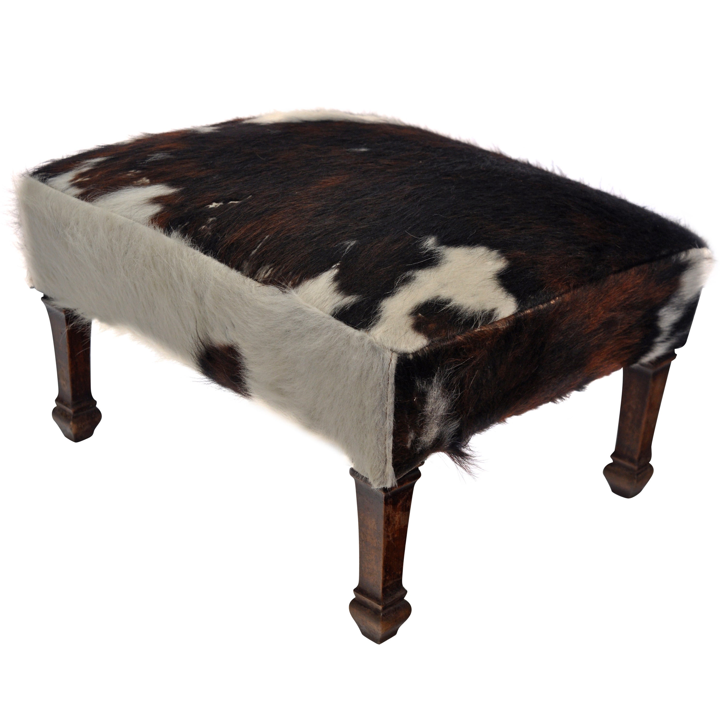 Antique French Cowhide Stool