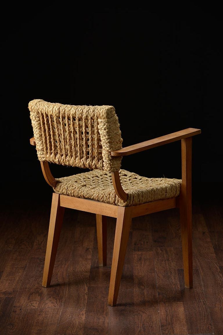 Mid-20th Century Vintage French Woven Rope Armchair