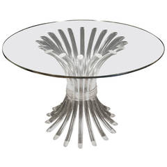 Vintage Round Lucite Dining Table with Glass Top
