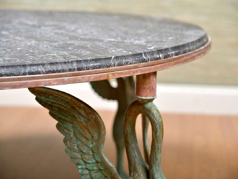 Antique French Round Coffee Table with Swan Legs