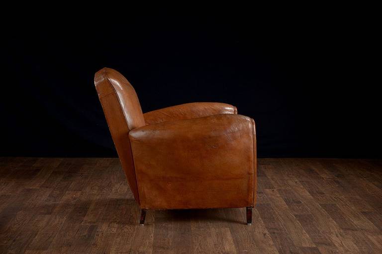 Pair of Vintage Leather Club Chairs For Sale 2