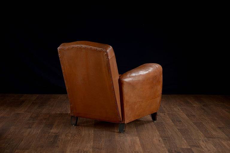 Pair of Vintage Leather Club Chairs For Sale 3