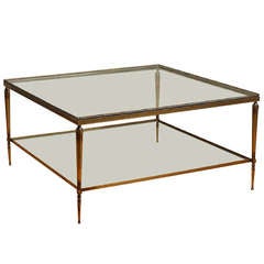 Vintage French Brass Filagree Square Coffee Table