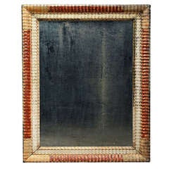 French Carved and Painted Wood Mirror