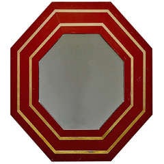 Vintage French Octagonal Lacquer Mirror