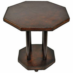 Vintage Leather Octagonal Side Table