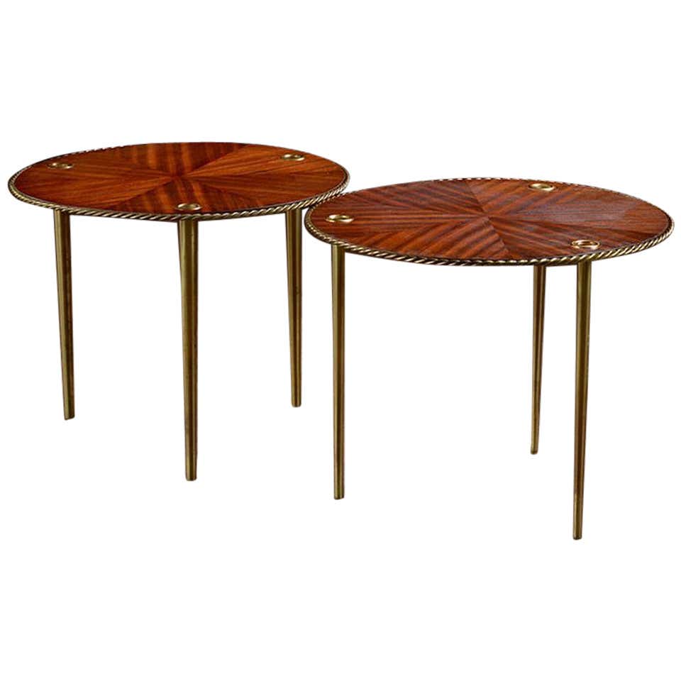 Set of Two Vintage Round Stacking Side Tables For Sale at 1stDibs