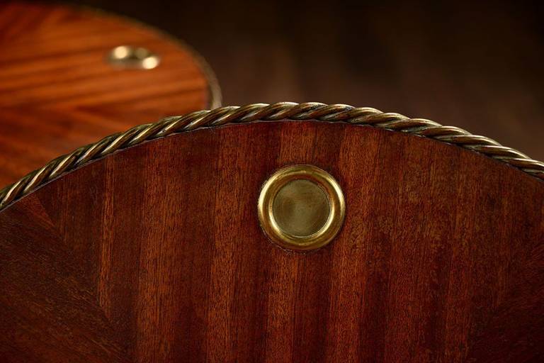 Mahogany Set of Two Vintage Round Stacking Side Tables For Sale