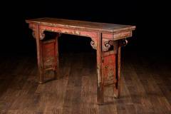 Antique Chinese Red Lacquered Altar Table