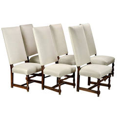 Set of 6 Vintage High Backed Provence Style Dining Chairs