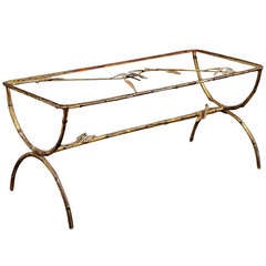 French Gilded Brass Bamboo Coffee Table