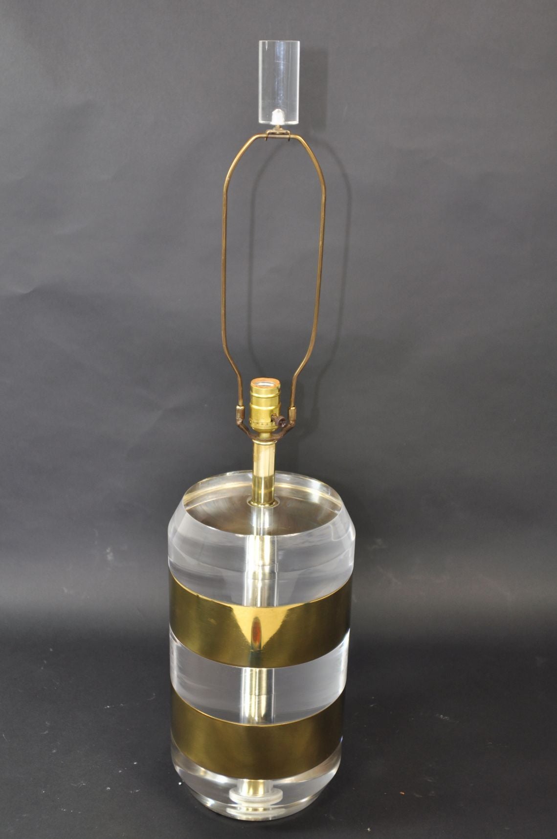 Vintage Lucite and Brass Karl Springer Lamp In Excellent Condition In New York, NY