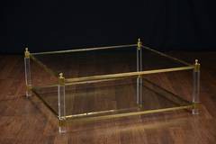 Vintage Brass and Glass 2-Tier Coffee Table