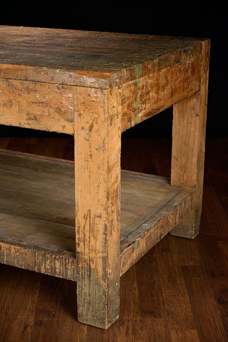 Antique Italian Oak Factory Work Table For Sale 2