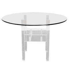 Vintage French Round Lucite Dining Table