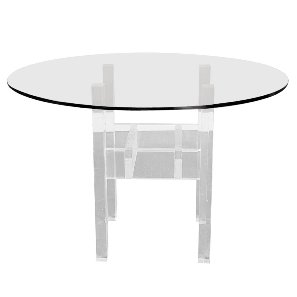 Vintage French Round Lucite Dining Table