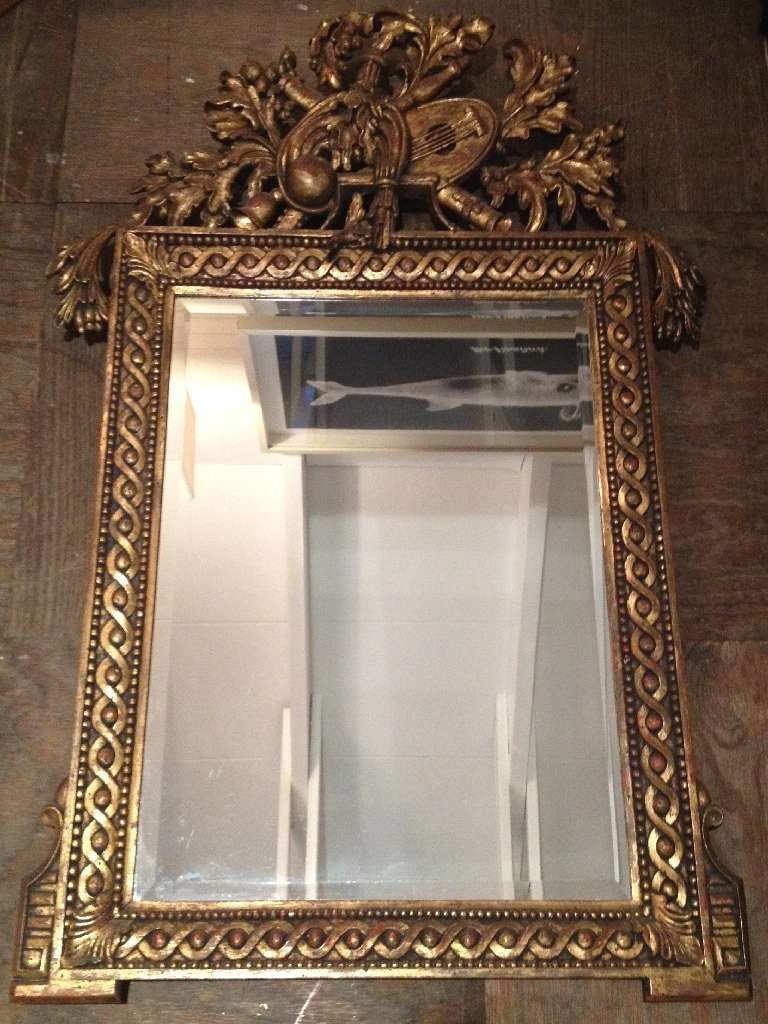 Antique Italian Gilt and Red Carved Mirror