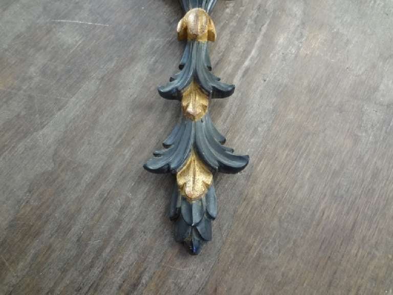 Vintage Pair of Italian Gold and Black Eagle Mirror Sconces In Excellent Condition In New York, NY