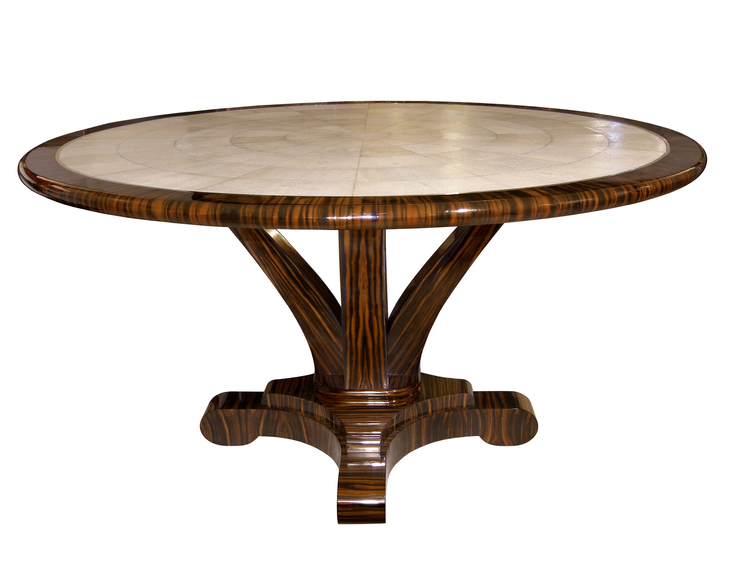 Delfine Macassar Ebony and Shagreen Table with Brass Detail For Sale