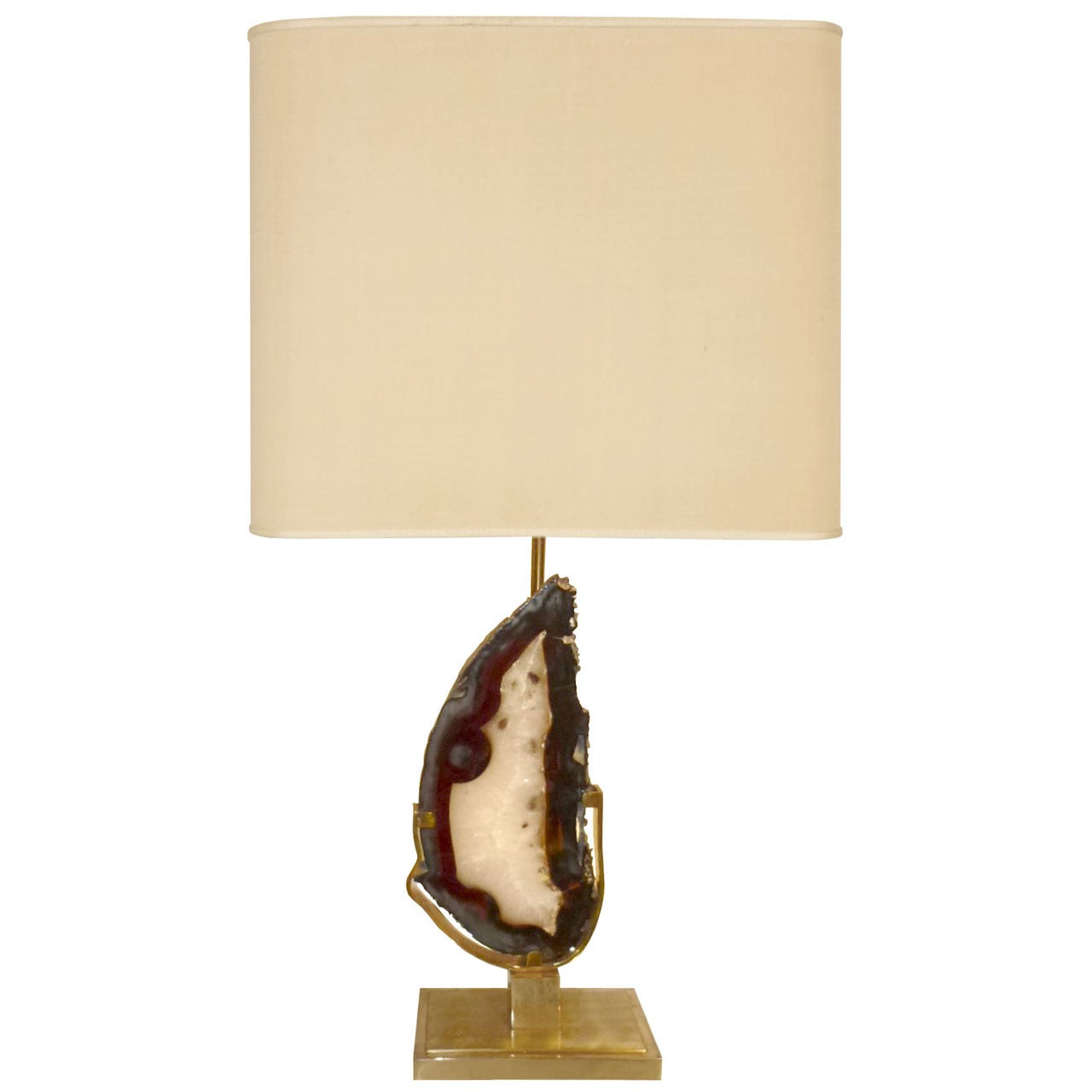 Willy Daro Large Bronze and Agate Lamp For Sale