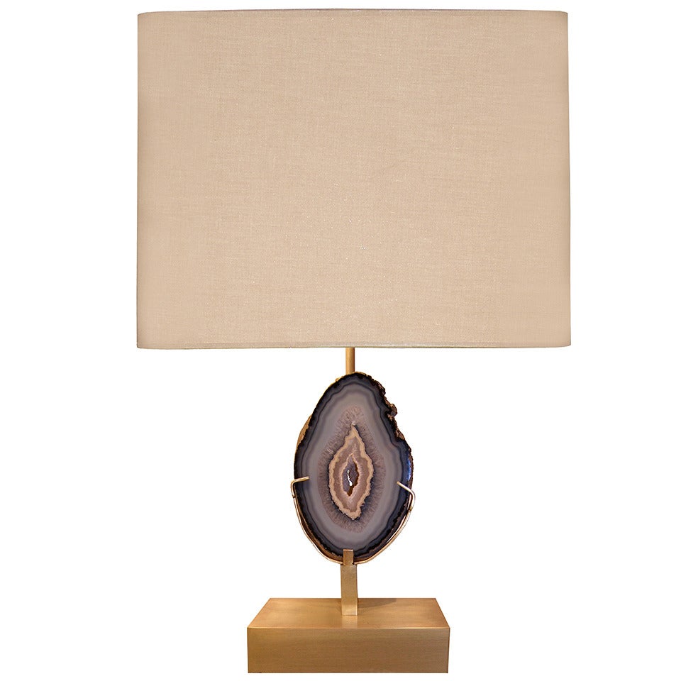 Willy Daro Bronze and Agate Lamp For Sale