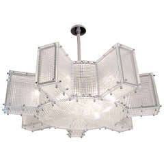 Hypoid Glass and Polished Nickel Chandelier