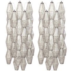 Pair of Sconces with Polyhedral Shaped Glass