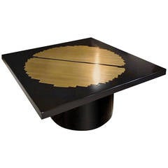 Black Resin and Etched Bronze Coffee Table Signed by Roger Vanhevel