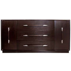 T. H. Robsjohn-Gibbings Ebonize Walnut Dresser / Server with Nickel Pulls 6