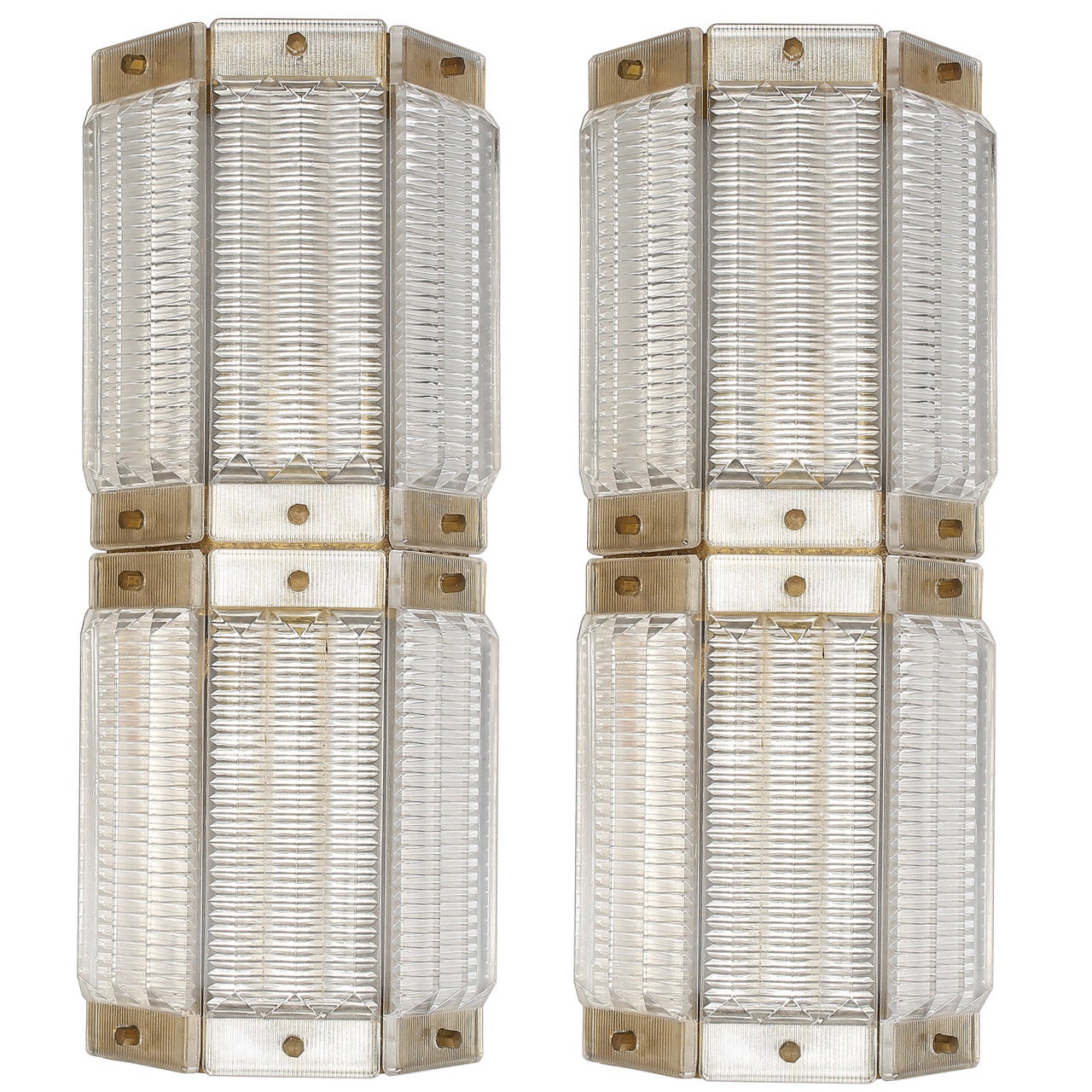 Pair of Orrefors Textured Glass Sconces
