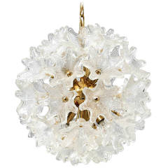 Murano Brass and Glass Flower Ball Chandelier 11
