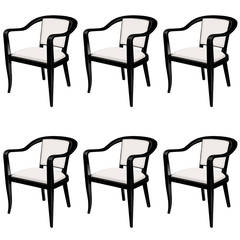 Set of Six Ebonized Mahogany Dining Chairs by Dunbar 12