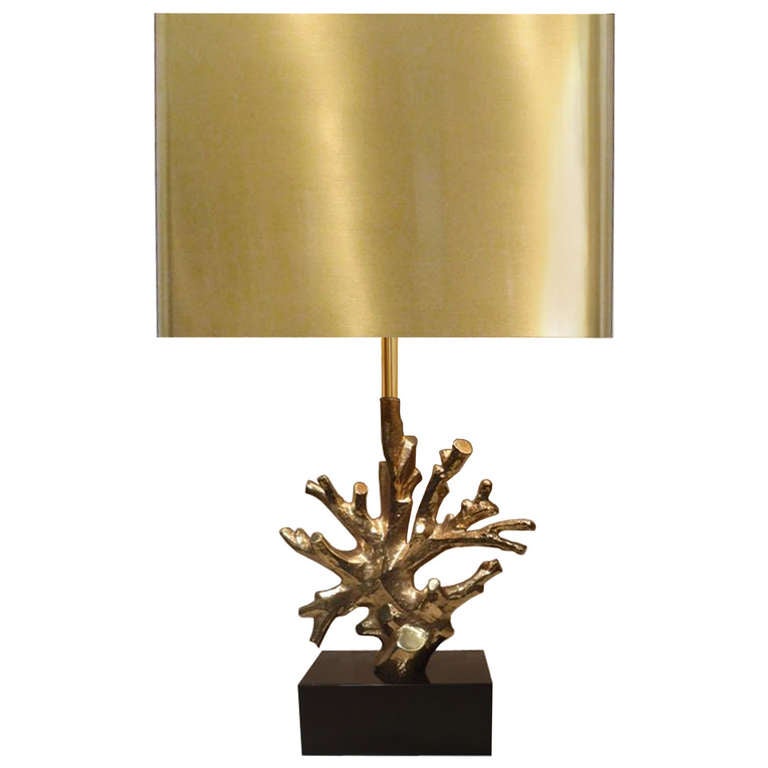 Signed Charles Bronze Coral Lamp For Sale at 1stdibs