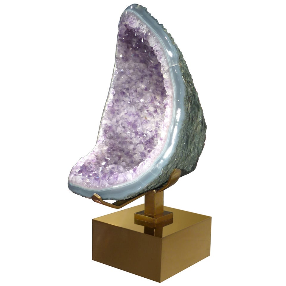 Signed Willy Daro Amethyst and Bronze Sculpture For Sale