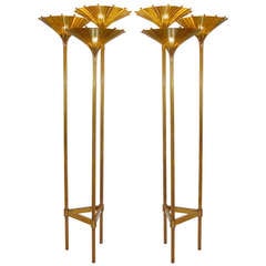 Pair of Rare Italian Bronze Floor Lamps