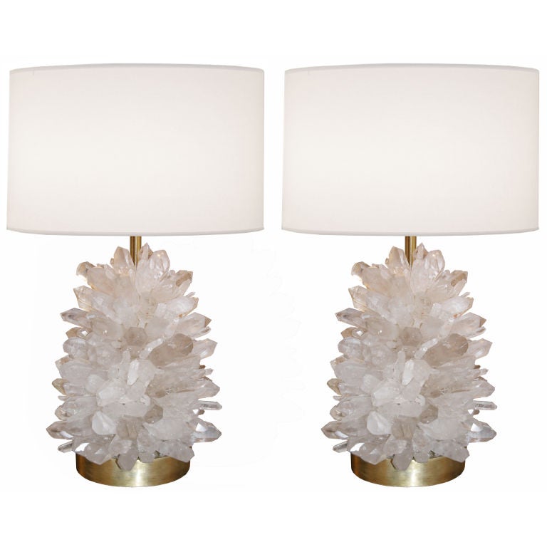 Pair of Rock Crystal Lamps For Sale