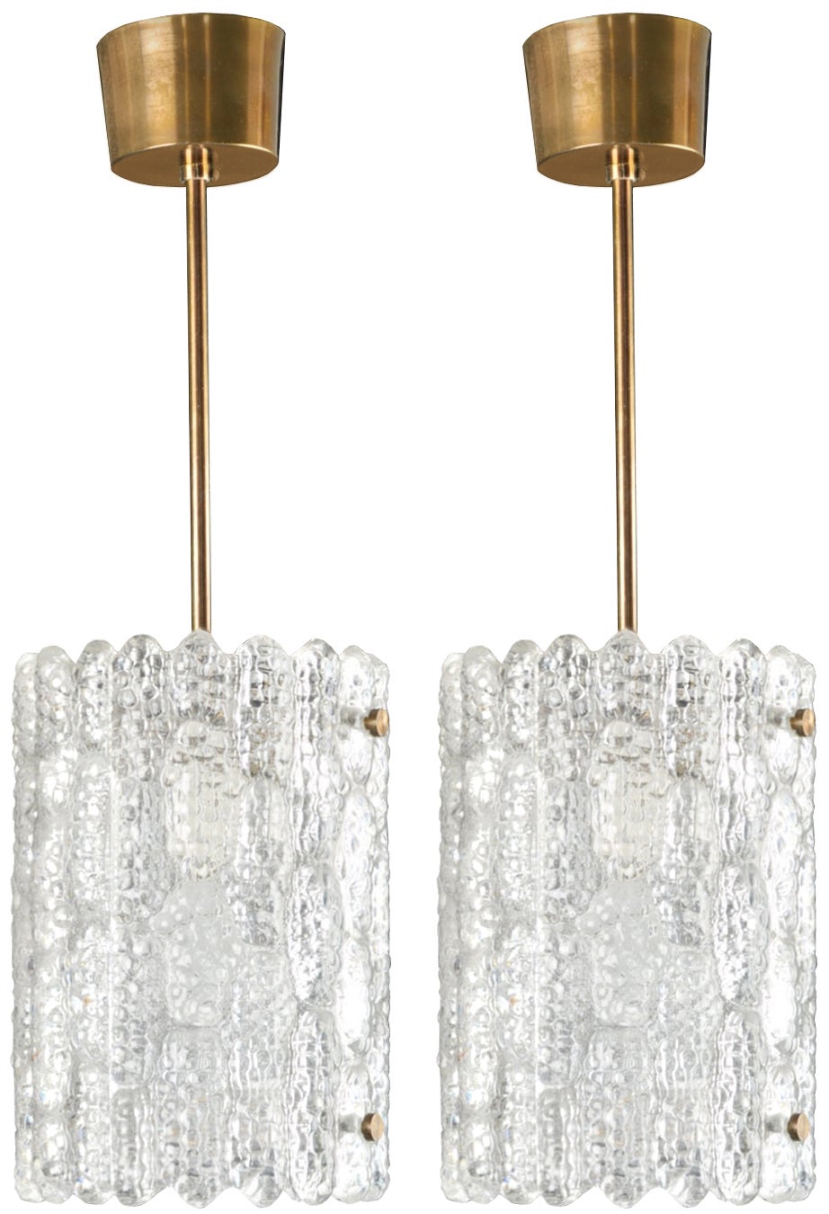 Pair of Carl Fagerlund for Orrefors Glass Pendant Fixtures / 2 Pair Available For Sale